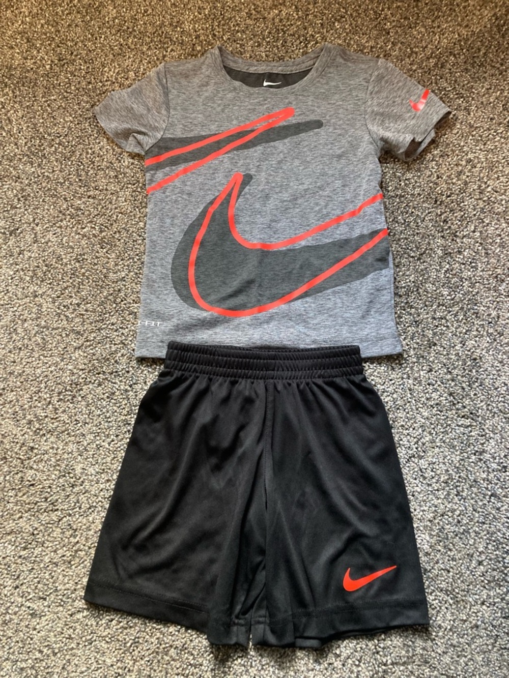 Nike Grey Athletic Tee with Red Accent - Picture 1 of 3
